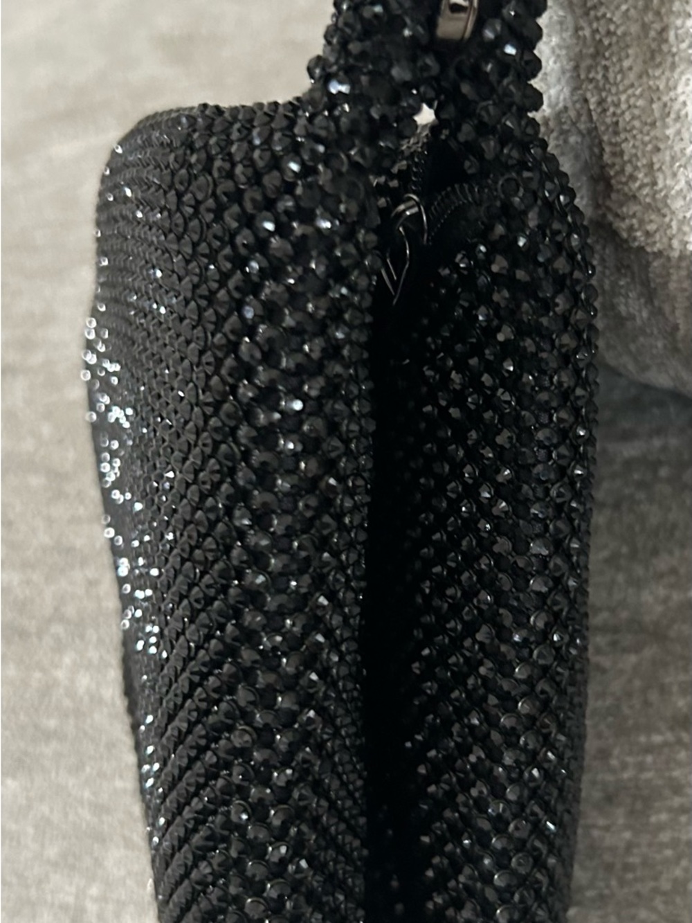 Jessica McClintock Black Beaded Mesh Evening Wristlet - Picture 8 of 8
